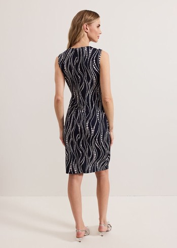 Phase Eight Josey Pearl Dress Navy/White USA | 6289034-NH